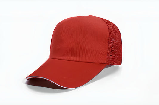 Customizable Baseball Hats with Mesh Back - Red