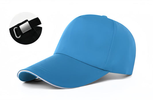 Five Panel Smooth White Edge Cap - Light Blue