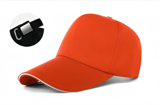 Five Panel Smooth White Edge Cap - Orange