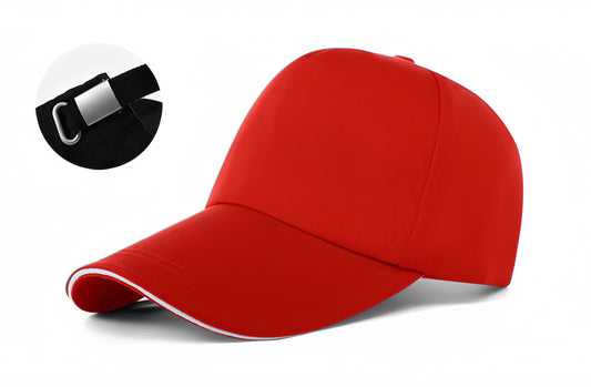 Five Panel Smooth White Edge Cap - Red