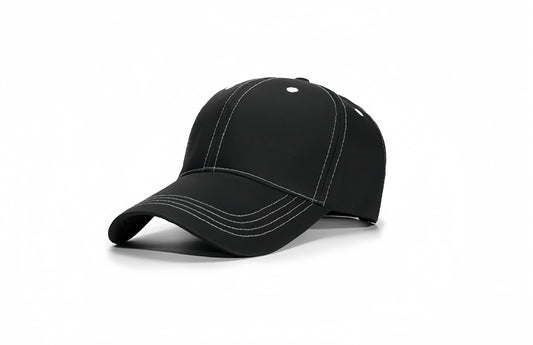 Premium Six Panel Cotton Cap - Black
